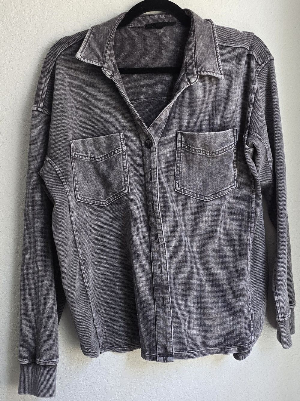 Jane & Delancey Washed Black Long-Sleeve Button Shirt